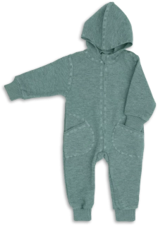 Dětský overal s kapucí a zapínáním na zip - zelená